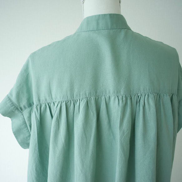 麻棉襯衫裙也可以做成外罩【薄荷綠】/11851332/ 第9張的照片
