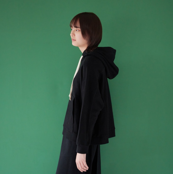 Morino Gakko 100 棉質帳篷線運動衫 [黑色]/12493827/ 第3張的照片
