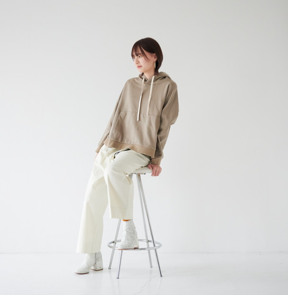 Morino Gakkou Cotton 100 Tent Line Sweatshirt [Gray Beige] / 124 第3張的照片