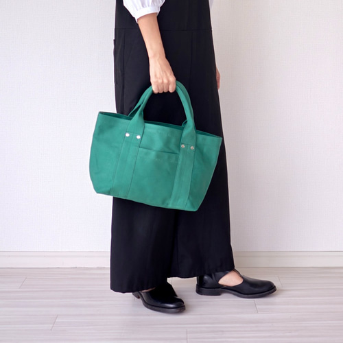 ﾓﾘﾉｶﾞｯｺｳ ふた付き帆布トートバッグ (グリーン)｜toto-06-gr