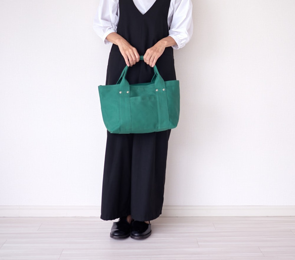 Morino Gakko 帶蓋帆布手提袋（綠色） 發貨時間約 5/20 第10張的照片