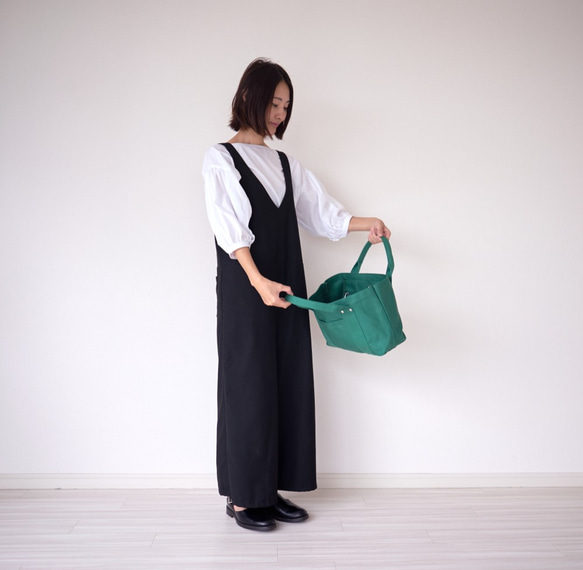 Morino Gakko 帶蓋帆布手提袋（綠色） 發貨時間約 5/20 第14張的照片