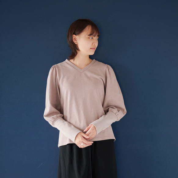 Morino Gakko Sleeve Conscious V領針織衫[Dusty Pink]/12626273/ 第2張的照片
