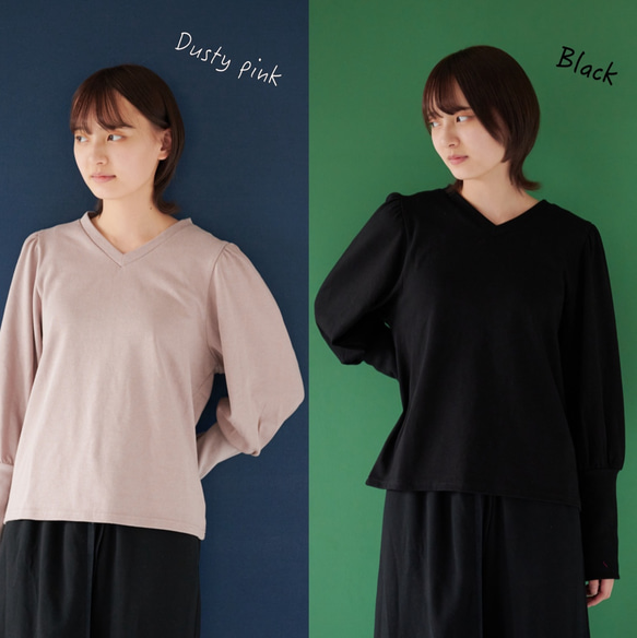 Morino Gakko Sleeve Conscious V領針織衫[Dusty Pink]/12626273/ 第10張的照片