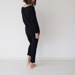 Morino Gakko 最高等級美麗諾羊毛 100 內裡上衣和緊身褲（黑色） 第9張的照片