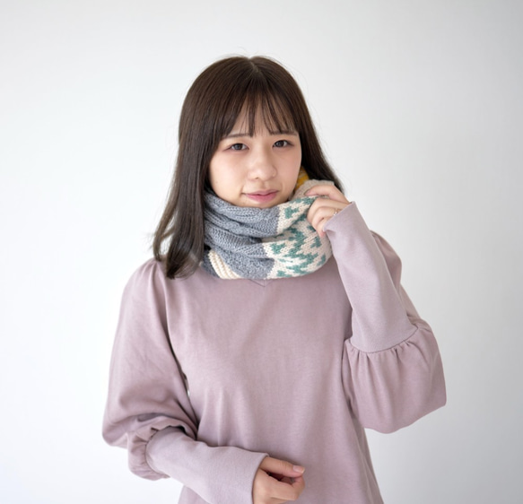 Morino Gakko 4-way 圖案多變 ♪ 羊毛混紡保暖手編髮箍 [北歐圖案]/12949984/ 第5張的照片