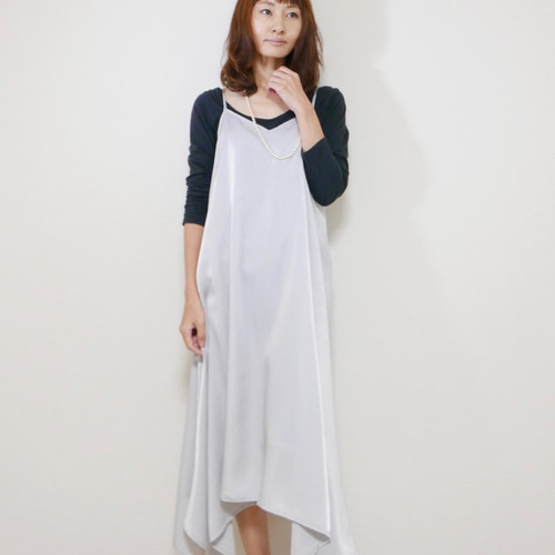 ﾓﾘﾉｶﾞｯｺｳ サテンマーメイドキャミワンピース 【シルバーグレー