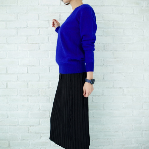 DUNHILL 100%ピュアカシミアVネックニットロイヤルブルーMサイズ DUNHILL 100%ピュアカシミアVネックニットロイヤルブルーMサイズ