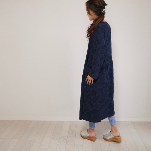 Morinogakkou Linen Gown Cache-coeur 連衣裙 [Floral Navy] / 4233250 第6張的照片