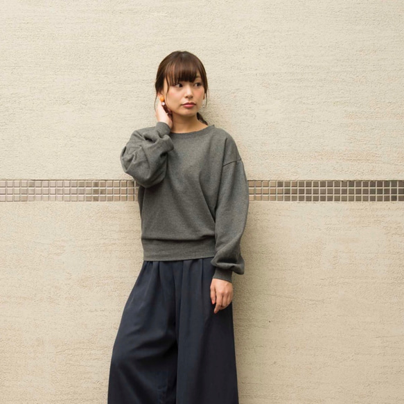 Morino Gakko L size Sleeve Conscious Sweat Tops [木炭] /4678383/ 第2張的照片