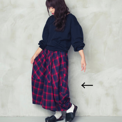ﾓﾘﾉｶﾞｯｺｳ Mサイズ チェック柄バルーンスカート【赤チェック柄