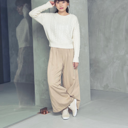 Morino Gakko Wool 100 Aran Cable Knit [Off White]/4756773/ 第2張的照片