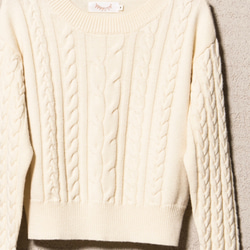 Morino Gakko Wool 100 Aran Cable Knit [Off White]/4756773/ 第5張的照片