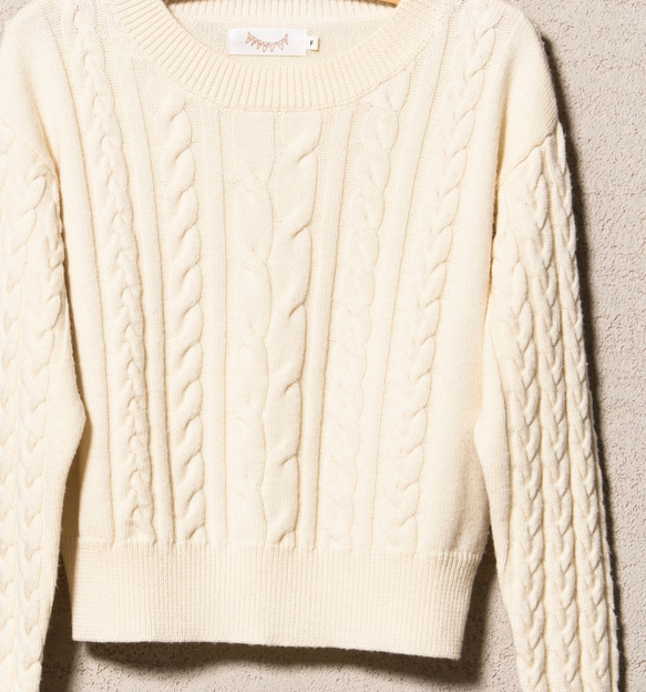 Morino Gakko Wool 100 Aran Cable Knit [Off White]/4756773/ 第5張的照片