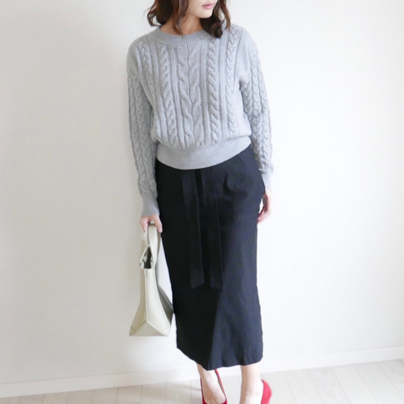 Morino Gakkou Wool 100 Alan Cable Knit [淺灰色] / 4756870 / 第2張的照片