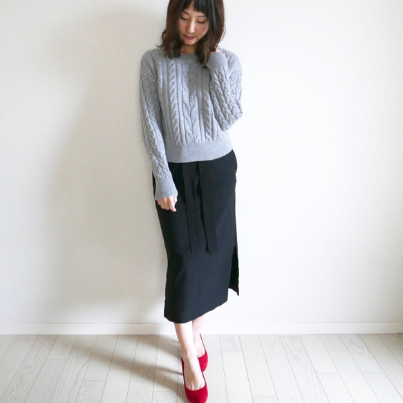 Morino Gakkou Wool 100 Alan Cable Knit [淺灰色] / 4756870 / 第3張的照片