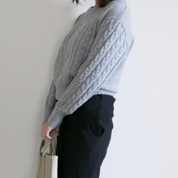 Morino Gakkou Wool 100 Alan Cable Knit [淺灰色] / 4756870 / 第4張的照片