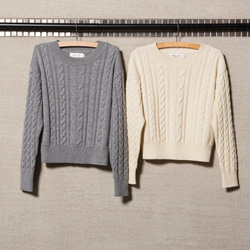 Morino Gakkou Wool 100 Alan Cable Knit [淺灰色] / 4756870 / 第5張的照片