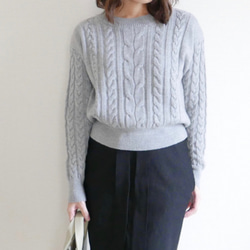 Morino Gakkou Wool 100 Alan Cable Knit [淺灰色] / 4756870 / 第6張的照片