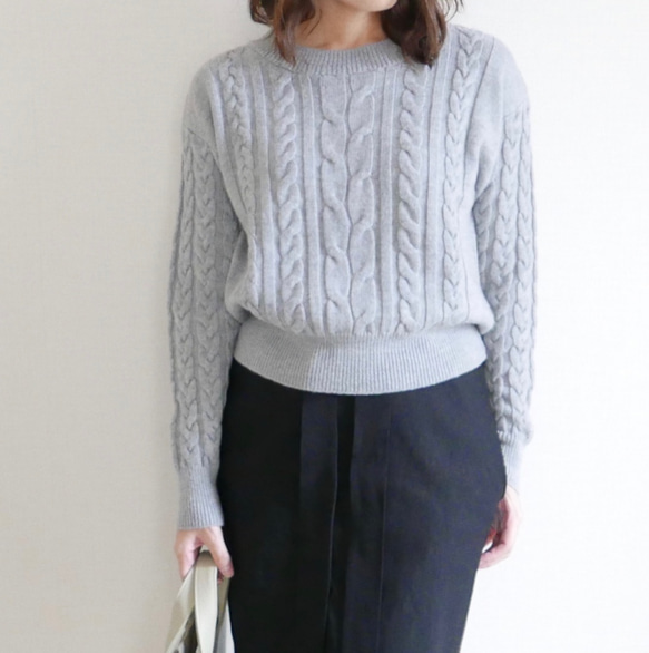 Morino Gakkou Wool 100 Alan Cable Knit [淺灰色] / 4756870 / 第6張的照片