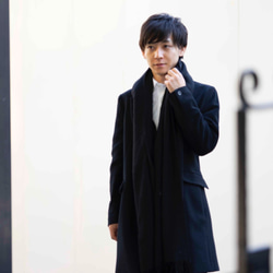 Morino Gakko 100% 羊毛大披肩（黑色） 第2張的照片