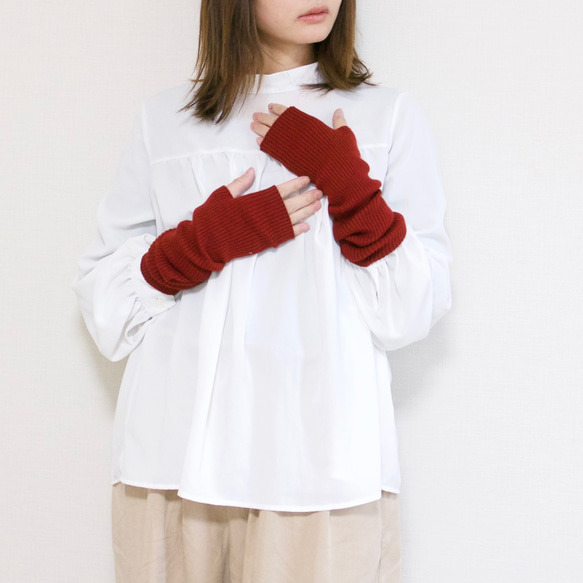 Mori no Gakkou Wool Hand Warmer Long Length Red / 4926225 / 第1張的照片