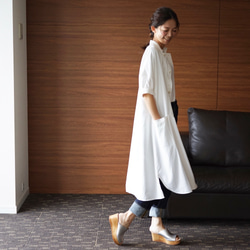 Morino Gakkou 棉質短袖長款襯衫裙 [白色] / 552109 / 第3張的照片