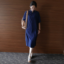 Morino Gakkou 棉質短袖長款襯衫裙 [海軍藍] / 5521115 / 第5張的照片