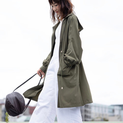 Morino Gakko Lightweight Hoodie Long Nylon Jacket [Vintage Khaki 第1張的照片