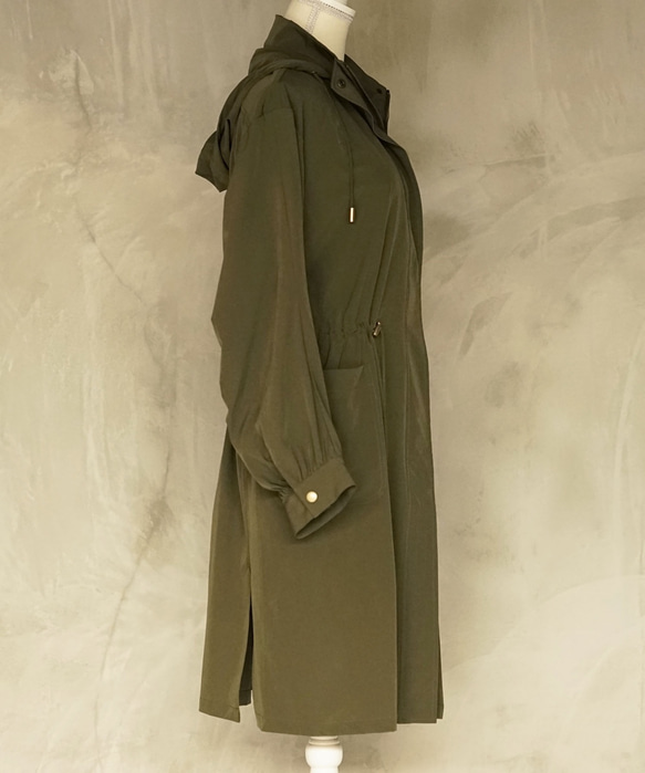 Morino Gakko Lightweight Hoodie Long Nylon Jacket [Vintage Khaki 第5張的照片