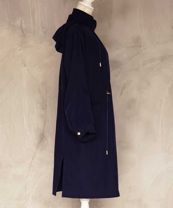 Morino Gakko Lightweight Hoodie Long Nylon Jacket [Navy] / 62412 第5張的照片