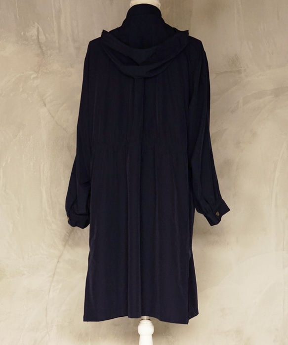 Morino Gakko Lightweight Hoodie Long Nylon Jacket [Navy] / 62412 第8張的照片