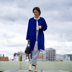 Morino Gakkou Cashmere Wool Cocoon Silhouette 無色大衣 [藍色] / 630671 第6張的照片