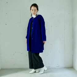 Morino Gakkou Cashmere Wool Cocoon Silhouette 無色大衣 [藍色] / 630671 第2張的照片