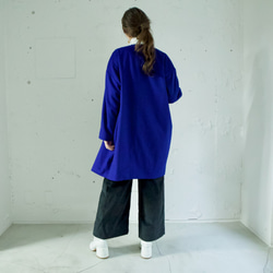 Morino Gakkou Cashmere Wool Cocoon Silhouette 無色大衣 [藍色] / 630671 第4張的照片