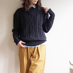 Mori no Gakkou Wool 100 Alan Cable Knit [海軍藍] / 6306763 / 第1張的照片