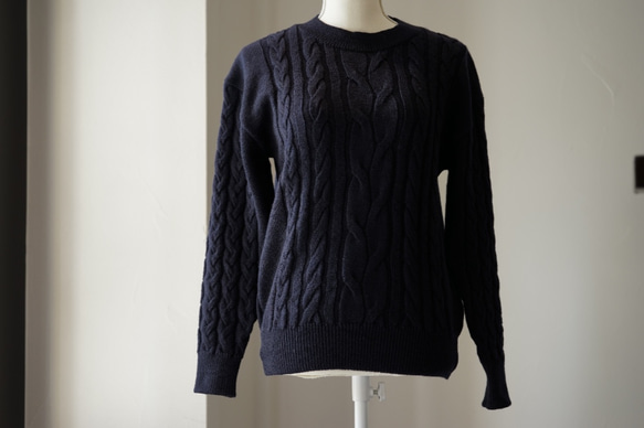 Mori no Gakkou Wool 100 Alan Cable Knit [海軍藍] / 6306763 / 第2張的照片