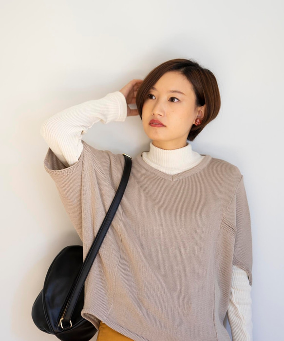 ﾓﾘﾉｶﾞｯｺｳ コットンテレコニットハイネックロングスリーブトップス　オフホワイト｜mg-te21-wt 8枚目の画像