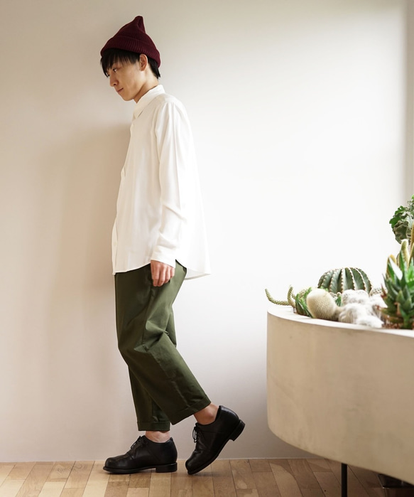 Morino Gakko 100% 棉基本款男士襯衫 [白色]/6476863/ 第3張的照片