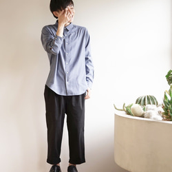 Morino Gakkou 100% Cotton Basic 男式襯衫 [灰色牛仔布] / 6476878 / 第3張的照片