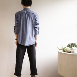 Morino Gakkou 100% Cotton Basic 男式襯衫 [灰色牛仔布] / 6476878 / 第4張的照片