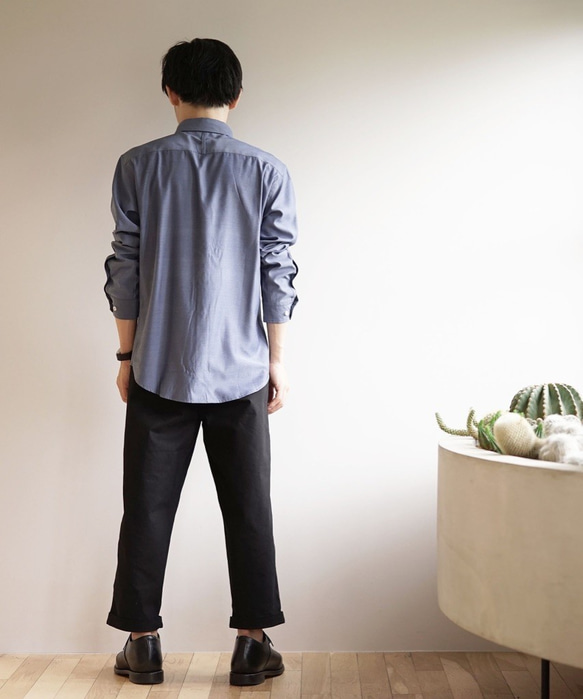 Morino Gakkou 100% Cotton Basic 男式襯衫 [灰色牛仔布] / 6476878 / 第4張的照片