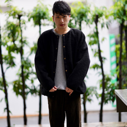 Morino Gakkou Men&#39;s M Front Button Boa Jacket [Boa Black] / 第6張的照片