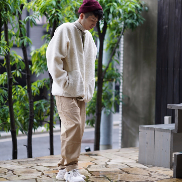 Morino Gakkou Men&#39;s M Front Button Boa Jacket [Boa White] / 第4張的照片