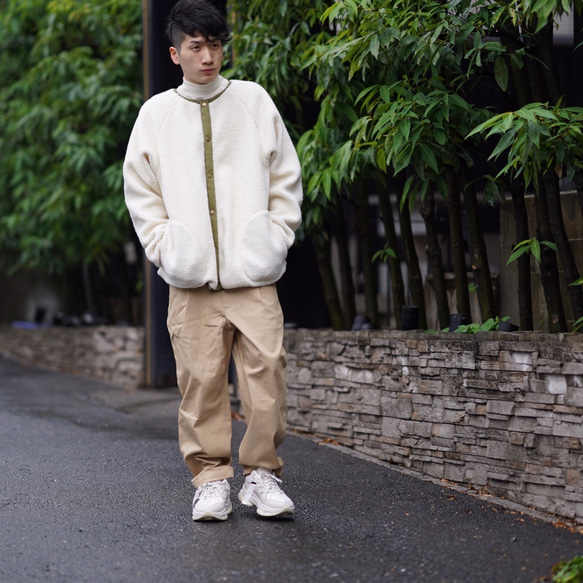 Morino Gakkou Men&#39;s M Front Button Boa Jacket [Boa White] / 第6張的照片