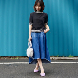 Morino Gakkou Smooth Spring/Summer Knit ♡ Border Rib 5 Part Leng 第2張的照片