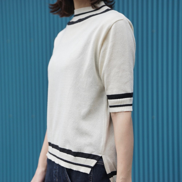 Morino Gakkou Smooth Spring/Summer Knit ♡ Border Rib 5 Part Leng 第4張的照片