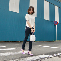 Morino Gakkou Smooth Spring/Summer Knit ♡ Border Rib 5 Part Leng 第5張的照片