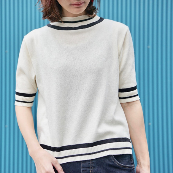 Morino Gakkou Smooth Spring/Summer Knit ♡ Border Rib 5 Part Leng 第8張的照片