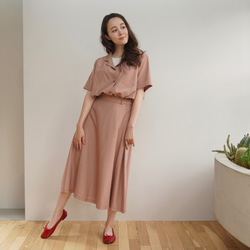 Morino Gakkou Side zipper Back 橡膠喇叭裙 [Dusty pink] / 7558936 / 第5張的照片